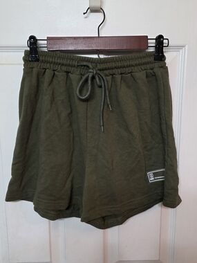 SHEIN Olive Green Drawstring Athletic Lounge Shorts
